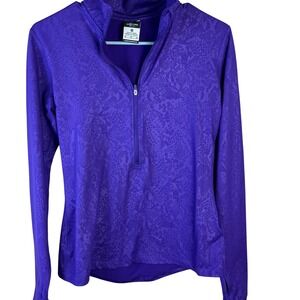 Nike Pro Dri-FIT Womens Purple Snakeskin Quarter Zip Pullover Thumbholes Medium